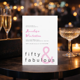 Convite Mínimo Cinquenta e Fabuloso Aniversário de 50 anos