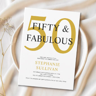 Convite Mínimo Cinquenta e Fabuloso Aniversário de 50 anos