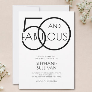 Convite Mínimo Cinquenta e Fabuloso Aniversário de 50 anos