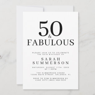 Convite Mínimo Cinquenta e Fabuloso Aniversário de 50 anos