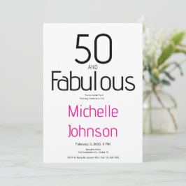 Convite Mínimo Cinquenta & Fabuloso Aniversário de 50 anos