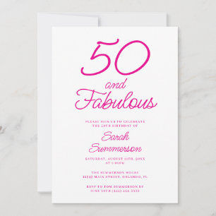 Convite Mínimo Cinquenta Fabuloso Aniversário de 50 anos R