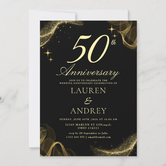 Convite Mínimo de 50 Anos de Casamento (Frente)