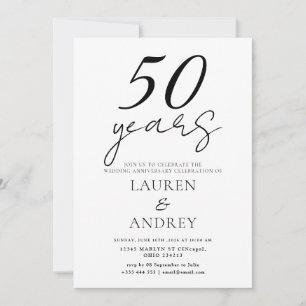 Convite Mínimo de Aniversário de 50 Anos de Casame
