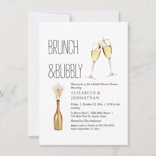 Convite Mínimo de Brunch e Bebidas Efervescentes (Frente)