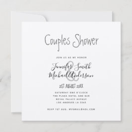 Convite Mínimo de Casais manuscritos Chá quadrado KRAFT