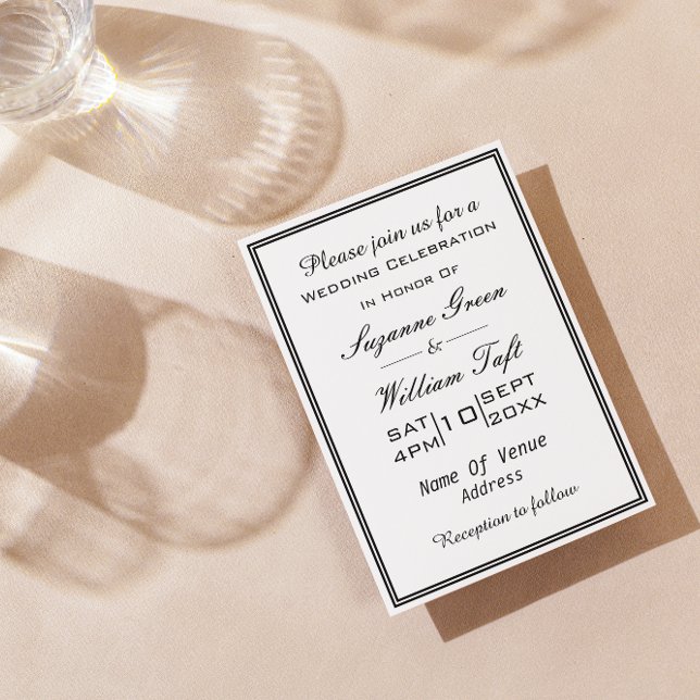Convite Mínimo De Casamento Chic Black E White (Criador carregado)
