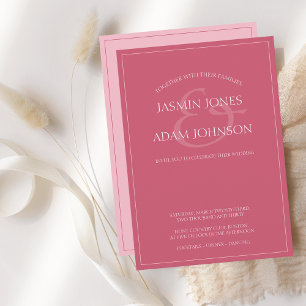 Convite Mínimo de Casamento de Script Rosa Magenta