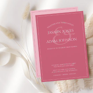 Convite Mínimo de Casamento de Script Rosa Magenta