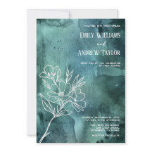 Convite mínimo de cor aquática verde esmeralda