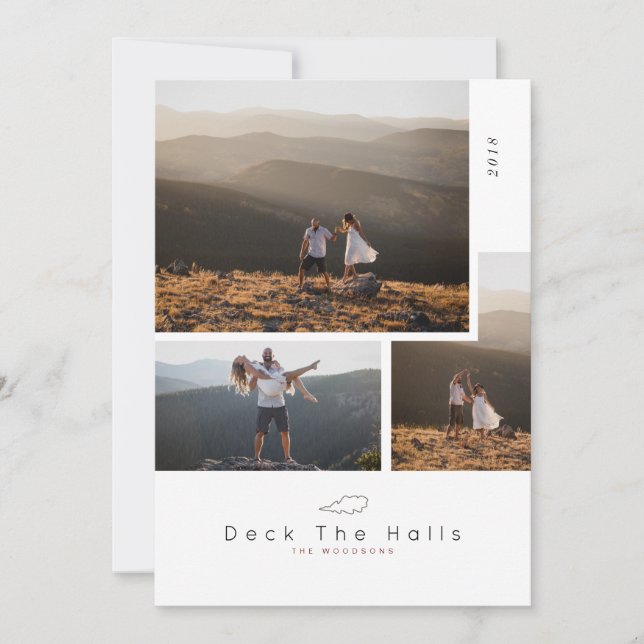 Convite Mínimo de Deck dos Halls | Feriado de Colagem de F (Frente)