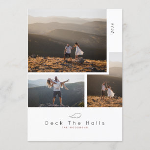 Convite Mínimo de Deck dos Halls Feriado de Colagem de F