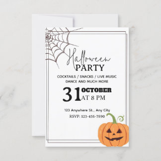 Convite Mínimo de Festa de Halloween - Editável