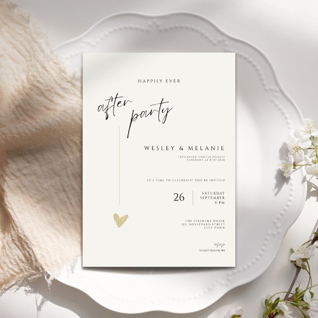 Convite Mínimo de Festa Felizes para Sempre (Happily ever after party wedding invitation)