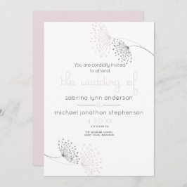 Convite Mínimo de Flores de Chic Rosa-clara e Carvão