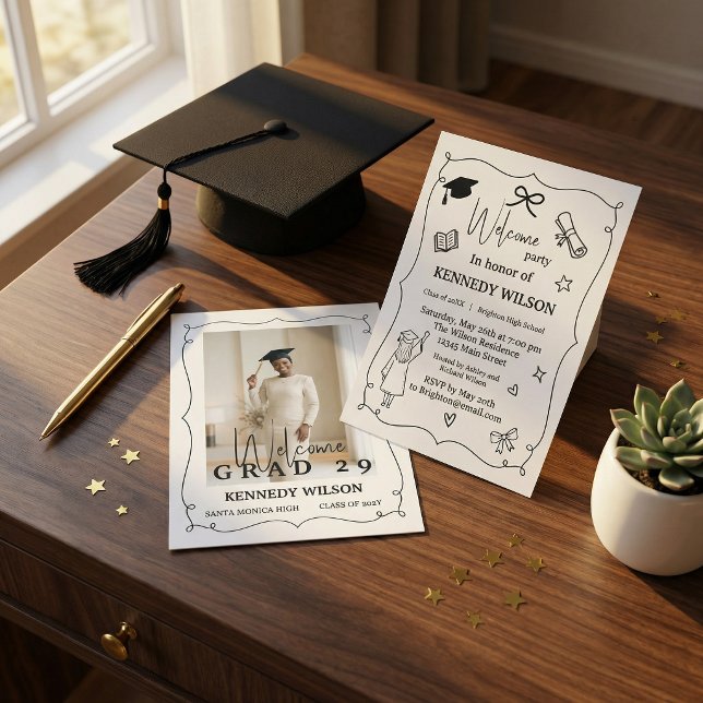 Convite Mínimo de Formatura | Turma de 2026 (#graduation #gradinvitation #classof2029 #minimaldesign #graduationparty #moderninvitation #black)