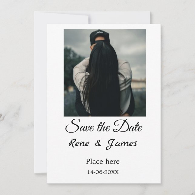 Convite Mínimo de fotos clássicas preto branco, salvar o (Frente)