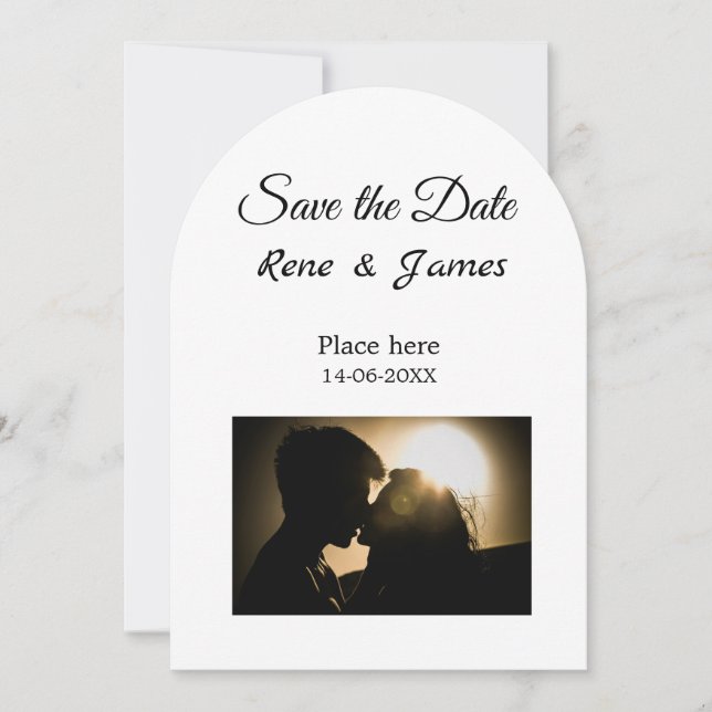 Convite Mínimo de fotos clássicas preto branco, salvar o (Frente)