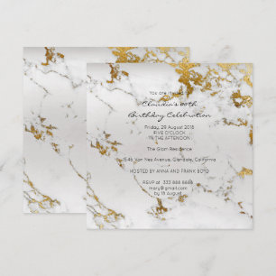 Convite Mínimo de mármore cinzento Dourado do preto do