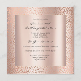 Convite Mínimo de Pontos rosa Dourados Blush Confetti Aniv