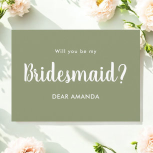 Convite Mínimo de Proposta da Sage Green Bridesmaid