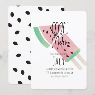 Convite Mínimo de Watercolor Watermelon Confetti Seeds