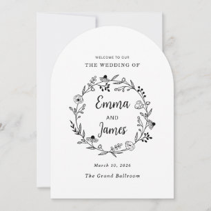 Convite Mínimo de Wreath floral de Primavera de flor selva