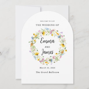 Convite Mínimo de Wreath floral de Primavera de flor selva