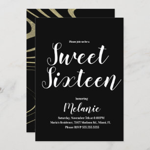 Convite Mínimo de Zebra Sweet 16 Glitter Faux Foil