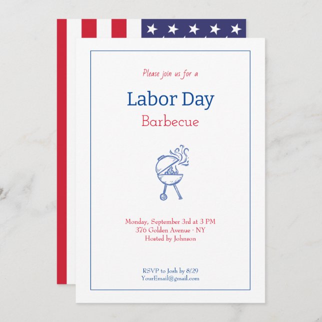 Convite Mínimo do Partido Babecue no Dia do Trabalho (Frente/Verso)