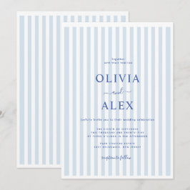 Convite Mínimo e Chic Azul Francês Casamento Personalizado