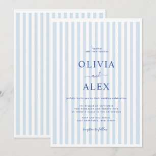 Convite Mínimo e Chic Azul Francês Casamento Personalizado