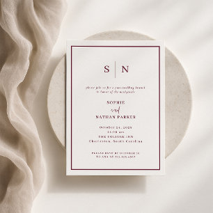 Convite Mínimo e Chic Brunch Pós-Casamento Bordeaux