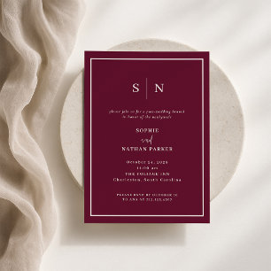 Convite Mínimo e Chic Brunch Pós-Casamento Bordeaux