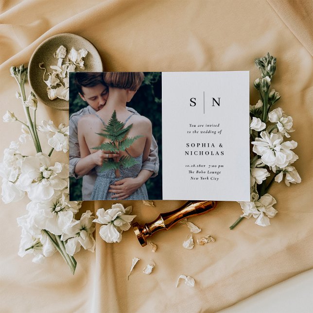 Convite Mínimo e Chic | Casamento de Fotografias a Preto e (Criador carregado)