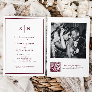 Convite Mínimo e Chic Código QR da Festa de Noivado Foto