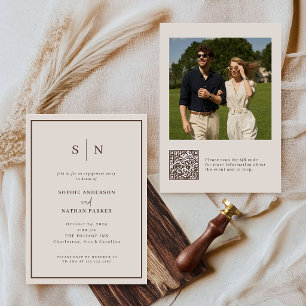 Convite Mínimo e Chic Código QR de Festa de Noivado Foto
