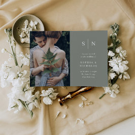 Convite Mínimo e Chic | Sage Green Photo Wedding