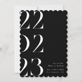 Convite Mínimo e chique preto e branco Save the date