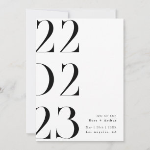 Convite Mínimo e chique preto e branco Save the date