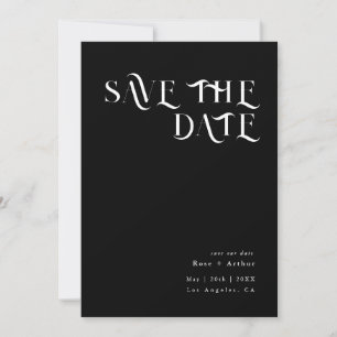 Convite Mínimo e chique preto e branco Save the date