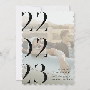 Convite Mínimo e chique preto e branco Save the date