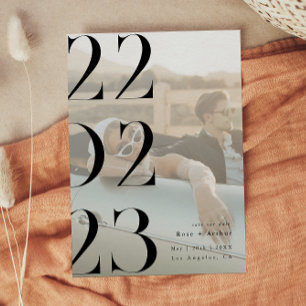 Convite Mínimo e chique preto e branco Save the date