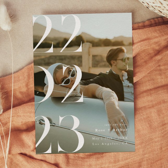 Convite Mínimo e chique preto e branco Save the date (Criador carregado)