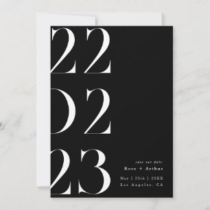 Convite Mínimo e chique preto e branco Save the date