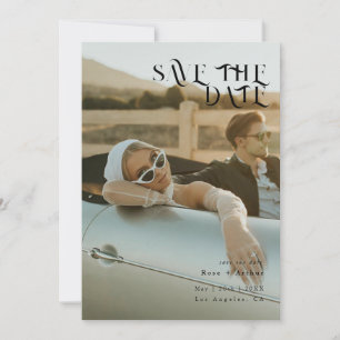 Convite Mínimo e chique preto e branco Save the date