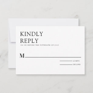 Convite Mínimo Elegante preto e branco simples