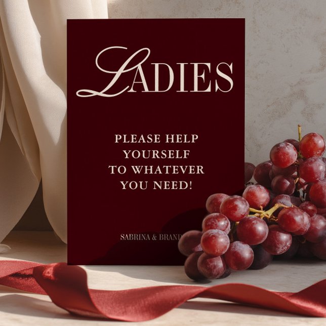 Convite Mínimo Elegante - Sinal de Banheira para Mulheres (Elegant Minimalist Ladies Bathroom Basket Sign)