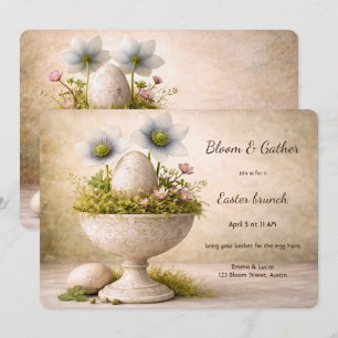 Convite Mínimo Floral de Páscoa para Brunch de Pri