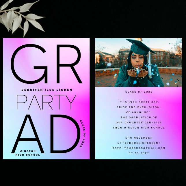 Convite Mínimo Mínimo Moderno do Ombre Preto do Partido do (Criador carregado)